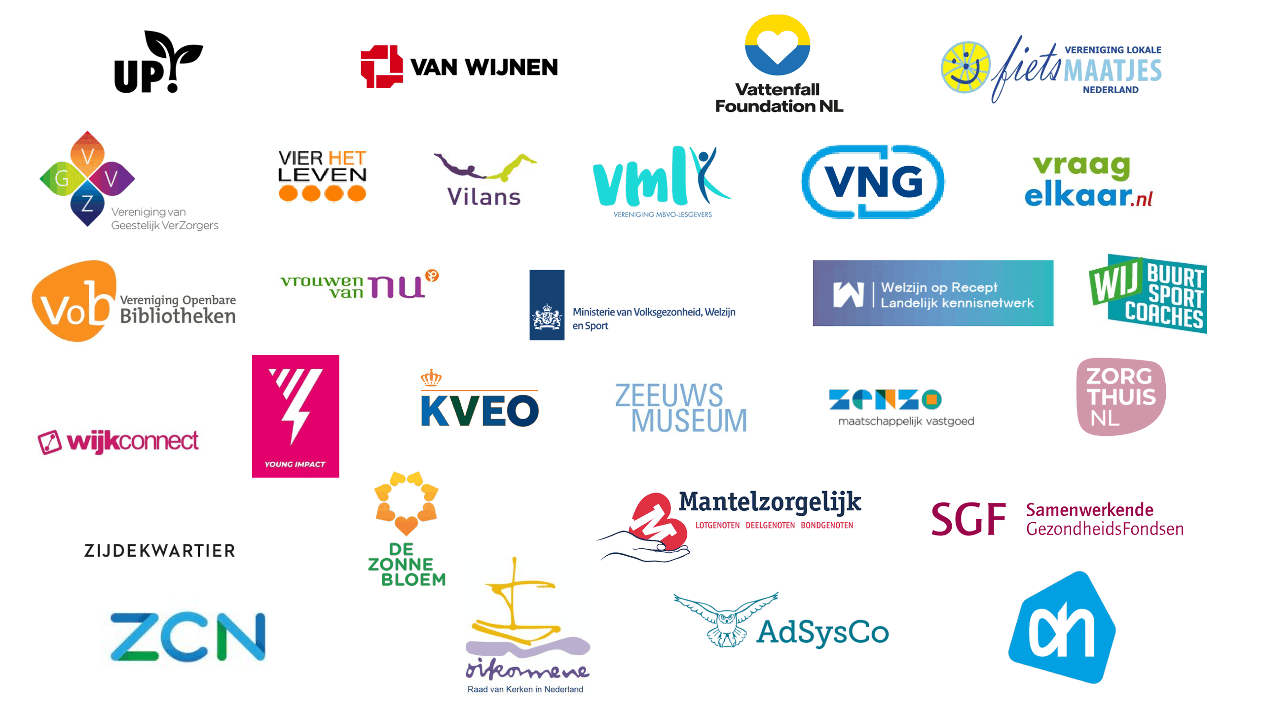Logo's deelnemers Nationale Coalitie tegen Eenzaamheid