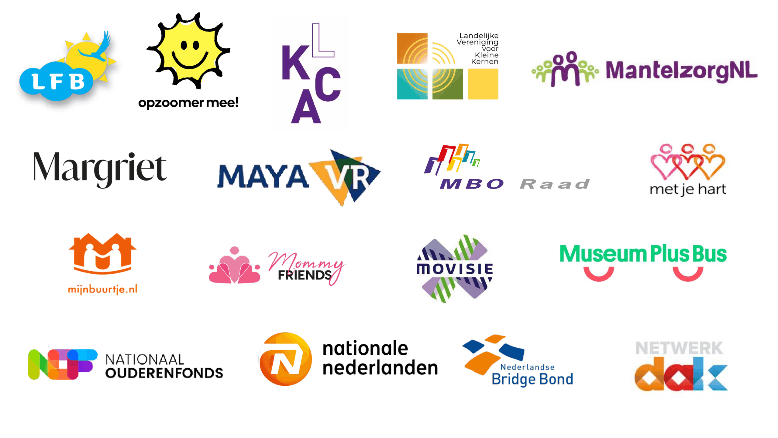 Logo's deelnemers Nationale Coalitie tegen Eenzaamheid