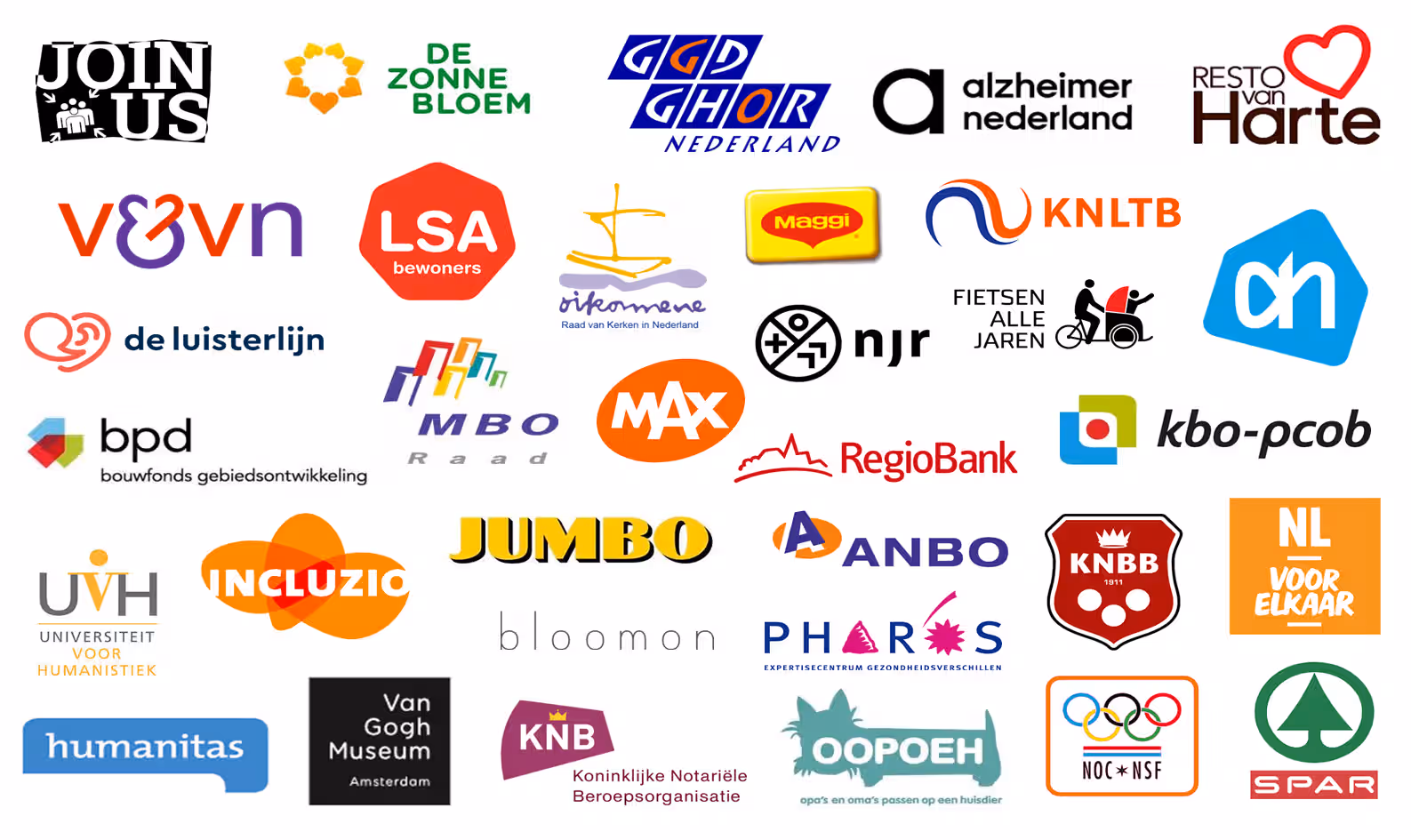 Logo's deelnemers aan de Nationale Coalitie tegen Eenzaamheid