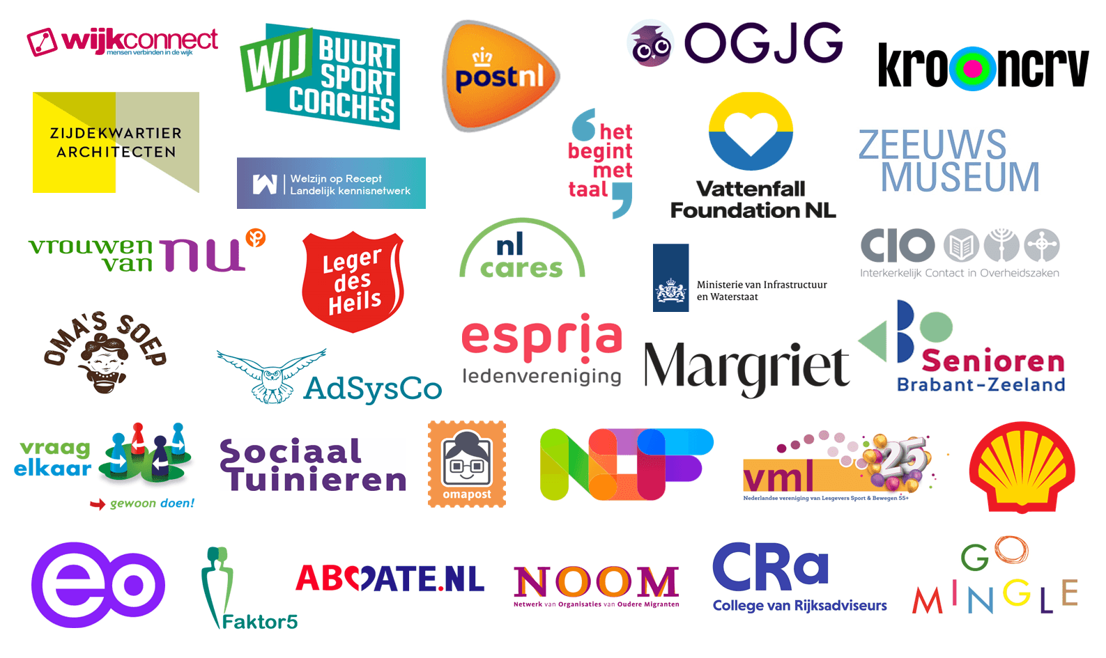 Logo's deelnemers aan de Nationale Coalitie tegen Eenzaamheid